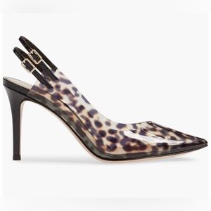 Designer Gianvito Rossi Plexi Leopard Print Slingback Pumps Sz 6/36 Retail $815
